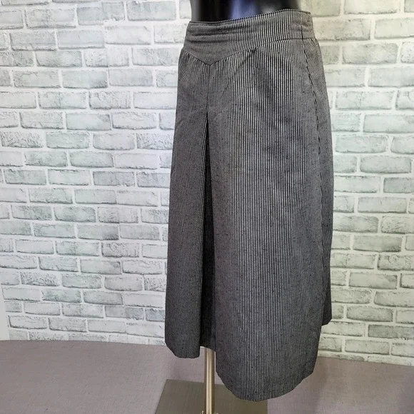 Vintage Ralph Creation W.Germany Skirt Set‎ Gray Pinstripe Belted Peplum Blouse - Picture 8 of 13